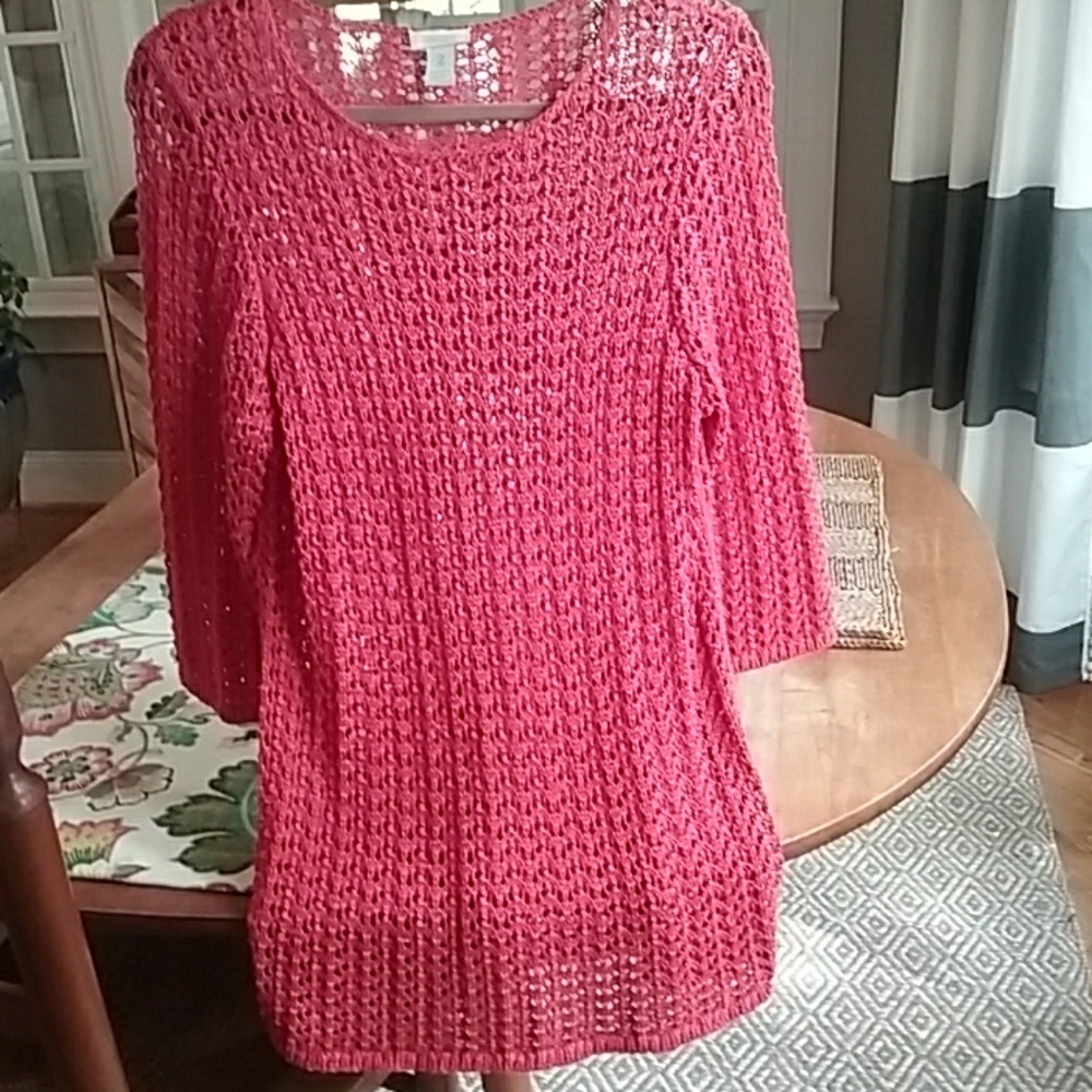CHICO'S  size 2 CORAL SPRING/SUMMER SWEATER